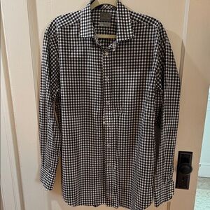 Thomas Dean Men's Black and White Checkered Shirt